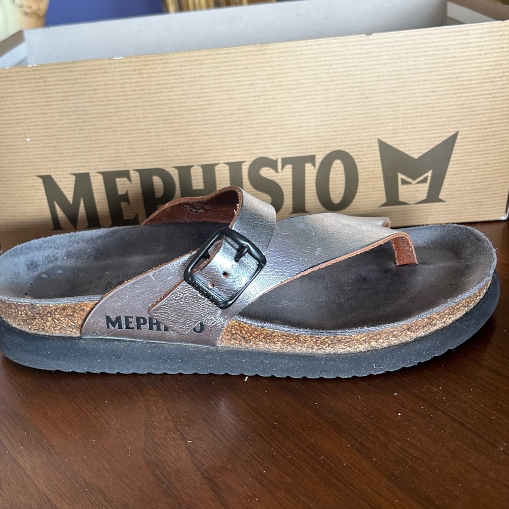 Mephisto Silver Brown Sandals with Supportive Footbed - Picture 4 of 5